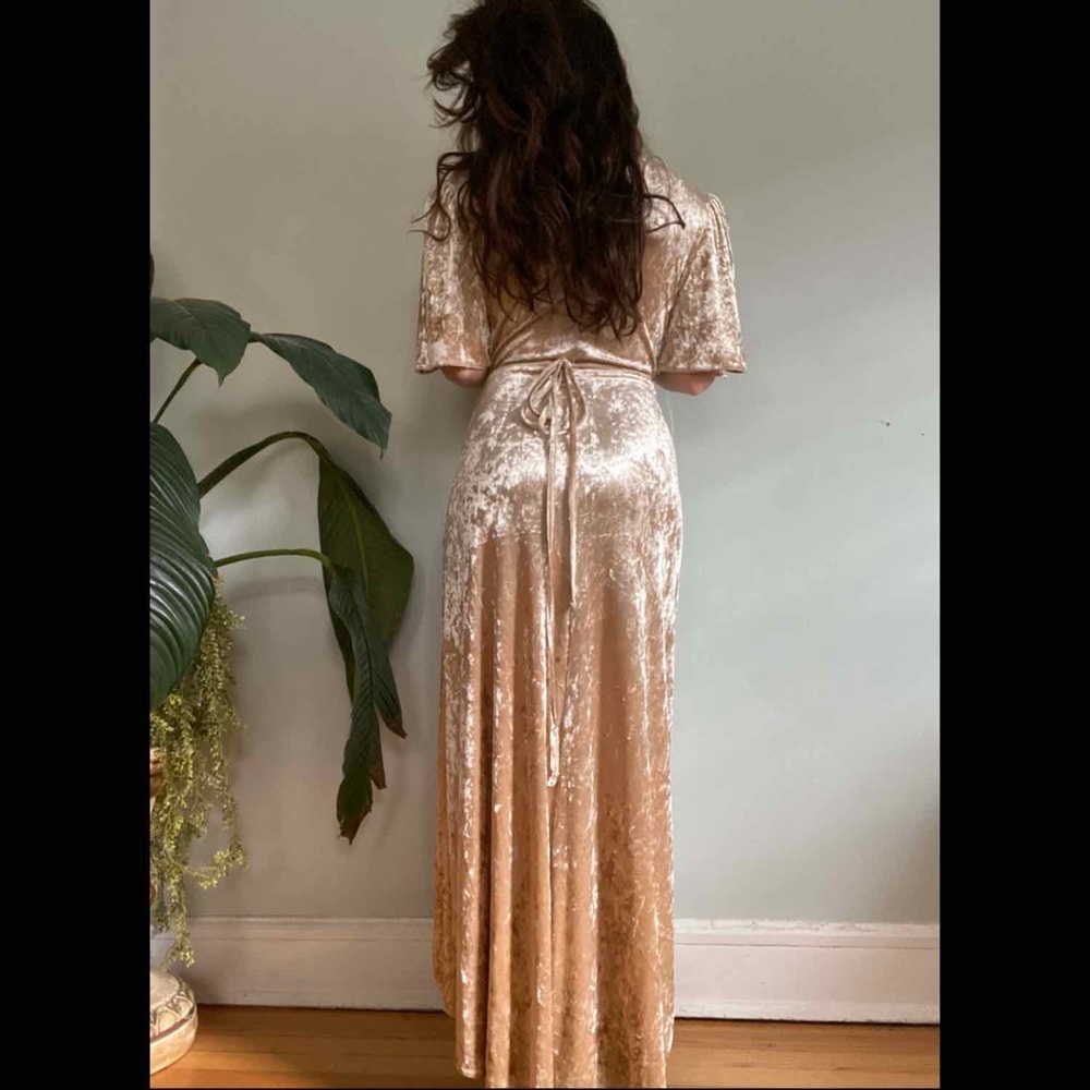 Velvet Cream Wrap Dress